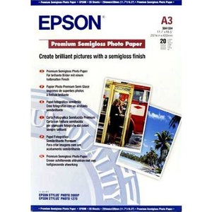 Epson, Epson Plotterfotopapier C13S041334 Weiß (seidenmatt) 20 Blatt in DIN A3 297 mm x 420 mm, Epson Premium Foto Papier, A3, 251g, semi-glossy, C13S041334, (20 Blatt)