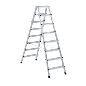 Zarges, ZARGES Profi-Stufenleiter, eloxiert beidseitig begehbar 2 x 8 Stufen, ZARGES Profi-Stufenleiter, eloxiert, beidseitig begehbar, 2 x 8 Stufen