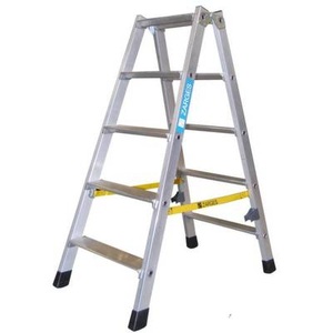 Zarges, ZARGES Stufen-Stehleiter aus Alu, beidseitig begehbar Stahlscharniere robust 2 x 5 Stufen, ZARGES 42465 Aluminium Stufen-Stehleiter 10.2 kg