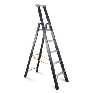 Zarges, ZARGES Schwerlast-Stehleiter einseitig begehbar 5 Sprossen inkl. Plattform, Stehleiter 5 Sprossen Alu.schwarz elox.Leiterlänge 2150mm Arbeits-H.b.ca.3350mm