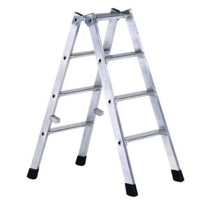 Zarges, ZARGES Stufen-Stehleiter aus Alu, beidseitig begehbar Stahlscharniere robust 2 x 4 Stufen, Stufen-Stehleiter aus Alu beidseitig begehbar Stahlscharniere robust 2 x 4 Stufen. ZARGES 920330 49