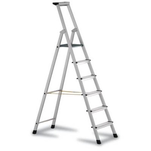 Zarges, ZARGES Profi-Stufenleiter, einseitig begehbar Aluminium eloxiert, mit Werkzeugablage, für Handwerk und Industrie 6 Stufen inkl. Plattform, ZARGES Profi-Stufenleiter, einseitig begehbar, Aluminium eloxiert, mit Werkzeugablage, für Handwerk und Industrie, 6 Stufen inkl. Plattform