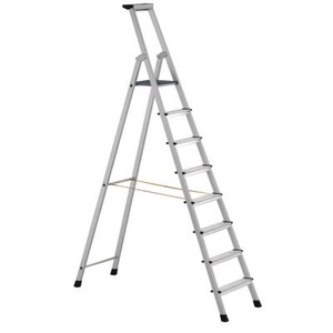 Zarges, ZARGES Profi-Stufenleiter, einseitig begehbar Aluminium eloxiert, mit Werkzeugablage, für Handwerk und Industrie 8 Stufen inkl. Plattform, ZARGES Profi-Stufenleiter, einseitig begehbar, Aluminium eloxiert, mit Werkzeugablage, für Handwerk und Industrie, 8 Stufen inkl. Plattform