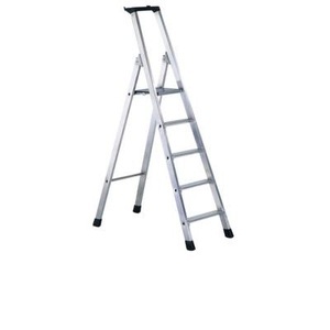 Zarges, ZARGES Stufenleiter klappbar, einseitig begehbar mit Ablageschale, für leichten Einsatz 5 Stufen inkl. Plattform, ZARGES 42455 Aluminium Stufen-Stehleiter klappbar 6.9 kg