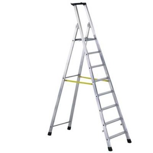Zarges, ZARGES Stufenleiter klappbar, einseitig begehbar mit Ablageschale, für leichten Einsatz 8 Stufen inkl. Plattform, ZARGES 42458 Aluminium Stufen-Stehleiter klappbar 10.2 kg