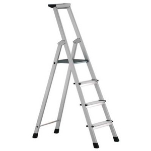 Zarges, ZARGES Profi-Stufenleiter, einseitig begehbar Aluminium eloxiert, mit Werkzeugablage, für Handwerk und Industrie 4 Stufen inkl. Plattform, ZARGES Profi-Stufenleiter, einseitig begehbar, Aluminium eloxiert, mit Werkzeugablage, für Handwerk und Industrie, 4 Stufen inkl. Plattform