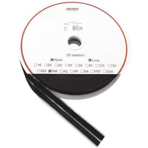 Fastech, Fastech SBS H/L 10 MM 2x25 M HM Klettband zum Aufkleben Haft- und Flauschteil (L x B) 25000 mm x 10 mm Schwarz 1 Paar, 