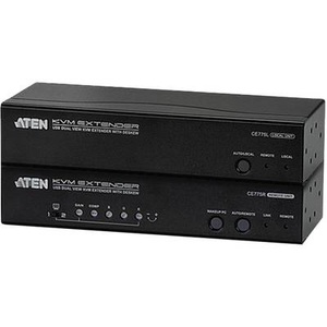 ATEN, ATEN CE775-AT-G VGA, USB, Seriell (9pol.), Klinke Extender (Verlängerung) über Netzwerkkabel RJ45 300 mm, ATEN CE775 USB VGA Dual View KVM Extender