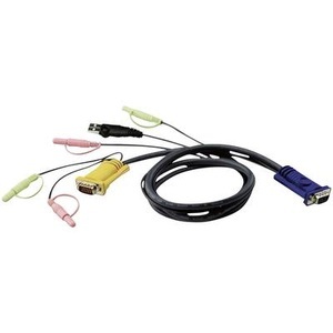 ATEN, KVM Anschlusskabel [1x VGA-Stecker - 1x VGA-Stecker, USB 1.1 Stecker A] 1.8 m Schwarz ATEN, ATEN 2L-5302U KVM Kabel VGA, USB und Audio, schwarz, 1,8 m