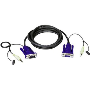 ATEN, KVM Anschlusskabel [1x VGA-Stecker, Klinkenstecker 3.5 mm - 1x VGA-Buchse, Klinkenstecker 3.5 mm] 1.8 m Schwarz ATEN, 