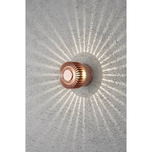 Konstmide, LED-Außenwandlampe Monza Strahlen rund kupfer 9cm, LED-Außenwandlampe Monza Strahlen rund kupfer 9cm