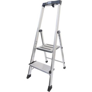 KRAUSE, KRAUSE Stufen-Stehleiter mit hohem Sicherheitsbügel 4 Stufen, ab 5 Stk, Krause Safety 127921 Aluminium Stufen-Stehleiter Arbeitshöhe (max.): 2.85 m Silber 5.5 kg