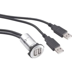 USB-Doppeleinbaubuchse 2.0 USB-06 2 x USB-Buchse Typ A auf 2 x USB-Stecker Typ A mit 60 cm Kabel TRU COMPONENTS Inhalt: