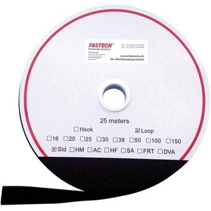 Fastech, Fastech T0202099990125 Klettband zum Aufnähen Flauschteil (L x B) 25000 mm x 20 mm Schwarz 25 m, 