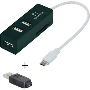 Renkforce, renkforce 3 Port USB 2.0 OTG-Hub mit SD-Kartenleser + micro-B zu USB-A Adapter, 