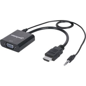 Manhattan, Manhattan HDMI / Klinke / VGA Adapter [1x HDMI-Stecker - 1x VGA-Buchse, Klinkenbuchse 3.5 mm] Schwarz, Manhattan 151559 HDMI / Klinke / VGA Adapter [1x HDMI-Stecker - 1x VGA-Buchse, Klinkenbuchse 3.5 mm] Schwarz 0.26 m