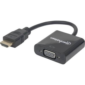 Manhattan, Manhattan HDMI / VGA Adapter [1x HDMI-Stecker - 1x VGA-Buchse] Schwarz, Manhattan HDMI to VGA Converter cable, 1080p, 30cm, Male to Female, Micro-USB Power Input Port for additional power if