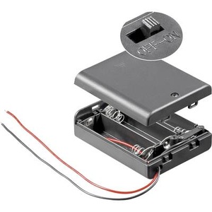 Goobay, Goobay 12445 Batteriebox 3x Mignon (AA) Kabel (L x B x H) 68.5 x 48 x 18.7 mm, Batteriehalter für 3 x Mignon Batterie mit Anschlusskabel
