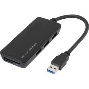 Renkforce, Renkforce 3 Port USB 3.0-Hub mit eingebautem SD-Kartenleser Schwarz, Renkforce 3 Port USB 3.2 Gen 1-Hub (USB 3.0) mit eingebautem SD-Kartenleser Schwarz