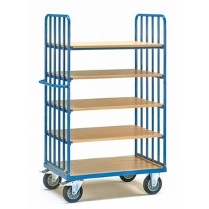 Fetra, Fetra 8352 Etagenwagen Stahl pulverbeschichtet Traglast (max.): 500 kg Brillantblau (RAL 5007), fetra® Etagenwagen mit vertikalen Rohrstreben, 2 Wände, 5 Etagen à 1.000 x 700 mm