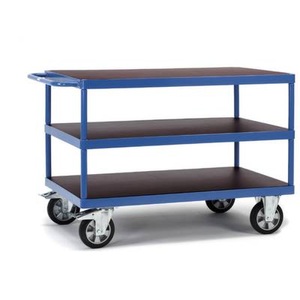 Fetra, Fetra 12425 Tischwagen Stahl pulverbeschichtet Traglast (max.): 1200 kg Brillantblau (RAL 5007), fetra® Schwerlast-Tischwagen, TK 1.200 kg, 3 Etagen à 1.600 x 800 mm