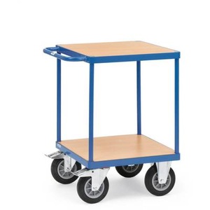 Fetra, Fetra 2496 Tischwagen Stahl pulverbeschichtet Traglast (max.): 500 kg Brillantblau (RAL 5007), fetra® Schwerer Tisch- und Montagewagen, 2 Etagen à 600 x 600 mm