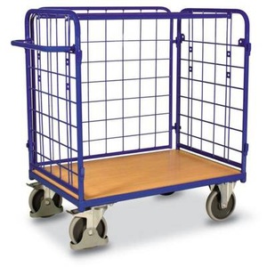 VARIOfit, VARIOfit SW-700.313 Etagenwagen Stahl pulverbeschichtet Traglast (max.): 500 kg Enzianblau (RAL 5010), Dreiwandwagen, Stahl/MDF-Platte, Enzianblau/Buche-Dekor, L 1000 x B 700 mm, Nutzhöhe 925 mm, einhängbare Längswand, EasySTOP, bis 500 kg