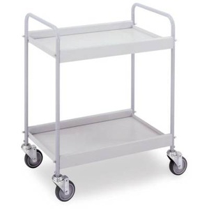 undefined, Beistellwagen, Stahlrohr pulverbeschichtet Tragfähigkeit 40 kg, 2 Etagen reinweiß RAL 9010, 4 Lenkrollen, Beistellwagen, Stahlrohr pulverbeschichtet, Tragfähigkeit 40 kg, 2 Etagen, reinweiß RAL 9010, 4 Lenkrollen