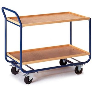 undefined, JUN 26 Tischwagen Stahl Traglast (max.): 250 kg, Tischwagen m. Holzrand, L 1000 x B 575 mm, 2 Etagen
