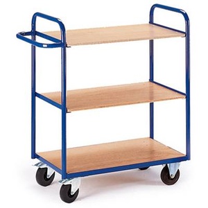 undefined, AUG 12 Etagenwagen Stahl pulverbeschichtet Traglast (max.): 150 kg Enzianblau (RAL 5010), Etagenwagen, ohne Wände, 3 Etagen, 1000 x 500 mm