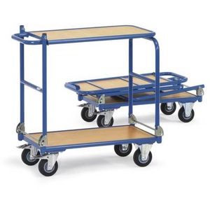 Fetra, Fetra 1140 Tischwagen klappbar Stahl pulverbeschichtet Traglast (max.): 150 kg Brillantblau (RAL 5007), fetra® Klappbarer Tischwagen mit Stahlrahmen, 2 Etagen à 720 x 450 mm