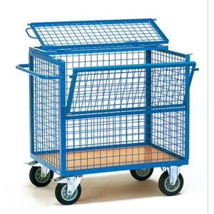 Fetra, Kastenwagen Stahl pulverbeschichtet Traglast (max.): 500 kg Fetra 2762, fetra Drahtkastenwagen, Stahl, blau, mit Deckel, L 1000 x B 700 x H 806 mm, bis 600 kg