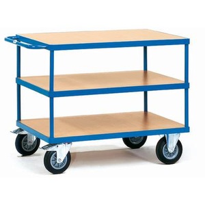 Fetra, Fetra 2423 Tischwagen Stahl pulverbeschichtet Traglast (max.): 500 kg Brillantblau (RAL 5007), fetra® Schwerer Tisch- und Montagewagen, 3 Etagen à 800 x 1.200 mm