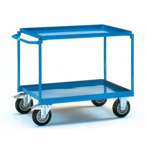 Fetra, Fetra 4820 Tischwagen Stahl pulverbeschichtet Traglast (max.): 400 kg Brillantblau (RAL 5007), fetra® Tischwagen mit öldichten Wannen, 2 Etagen à 850 x 500 mm, waagerechter Bügel