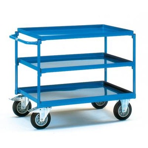 Fetra, Fetra 4832 Tischwagen Stahl pulverbeschichtet Traglast (max.): 400 kg Brillantblau (RAL 5007), fetra® Tischwagen mit öldichten Wannen, 3 Etagen à 1.000 x 700 mm, waagerechter Bügel