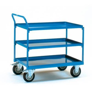 Fetra, Fetra 4932 Tischwagen Stahl pulverbeschichtet Traglast (max.): 400 kg Brillantblau (RAL 5007), fetra® Tischwagen mit öldichten Wannen, 3 Etagen à 1.000 x 700 mm, hochstehender Bügel