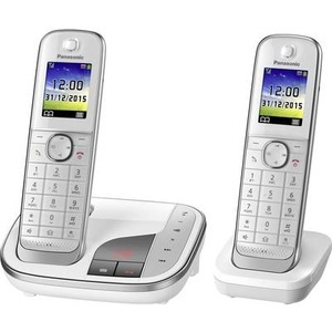 Panasonic, Panasonic KX-TGJ322GW Schnurloses Telefon analog Anrufbeantworter, Freisprechen, Headsetanschluss Weiß, Panasonic KX-TGJ322GW Schnurloses Telefon analog Anrufbeantworter, Freisprechen, Headsetanschluss Weiß