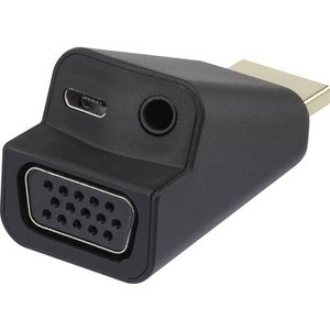 Renkforce, Renkforce HDMI / VGA Adapter [1x HDMI-Stecker - 1x VGA-Buchse, Klinkenbuchse 3.5 mm] Schwarz, Renkforce RF-4149768 HDMI / VGA Adapter [1x HDMI-Stecker - 1x VGA-Buchse, Klinkenbuchse 3.5 mm] Schwarz