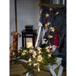 Konstmide CHRISTMAS, Außen-Lichterkette Sterne LED 40-flg., Batterie, KONSTSMIDE LED-Lichterkette »Weiss Dämmerungssensor Outdoor«, 40 St.-flammig