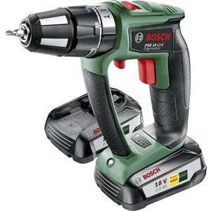 Bosch Home and Garden, Bosch Home and Garden PSB 18 LI-2 Ergonomic Akku-Schlagbohrschrauber 18 V 2.5 Ah Li-Ion inkl. 2. Akku, inkl. Koffer, Bosch Akku-Schlagbohrschrauber PSB 18 LI-2 Ergonomic 2x 2.5 Ah