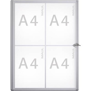 Maul, MAUL Schaukasten, Außentiefe 27 mm Außenhöhe 655 mm 4 x DIN A4, Maul Schaukasten MAULextraslim Verwendung für Papierformat: 4 x DIN A4 Innenbereich 6820408 Aluminium Silber 1 St.