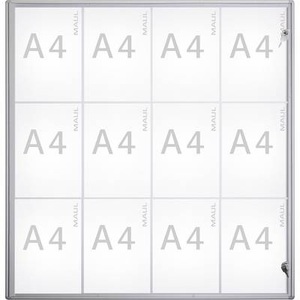 Maul, MAUL Schaukasten, Außentiefe 27 mm Außenhöhe 963 mm 12 x DIN A4, Maul Schaukasten MAULextraslim Verwendung für Papierformat: 12 x DIN A4 Innenbereich 6821208 Aluminium Silber 1 St.