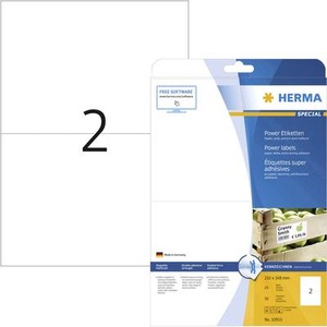 HERMA, Herma 10910 Etiketten 210 x 148 mm Papier Weiß 50 St. Permanent Kraftkleber-Etiketten, Universal-Etiketten Tinte, Laser,, Herma 10910 Kraftkleber-Etiketten 210 x 148 mm Papier Weiß 50 St. Permanent haftend Tintenstrahldrucker, Laserdrucker,