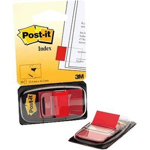 POST-IT, Post-it Haftstreifenspender Index 680-1 Farbe des Haftstreifens: Rot 7000029852, 3M Post-it Index Tabs, 25mm, rot, 680-1, (50 Blatt)