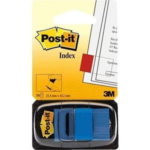 POST-IT, Post-it Haftstreifenspender Index 680-2 Farbe des Haftstreifens: Blau 7000029853, 3M Post-it Index Tabs, 25mm, blau, 680-2, (50 Blatt)