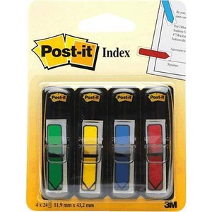 POST-IT, Post-it Haftmarker 7000144924 4 Block/Pack. Rot, Gelb, Grün, Blau, 3M Post-it Index Pfeile, 43.2mm x 11.9mm, 4-farbig, 684-ARR3, (4 x 24 Blatt)
