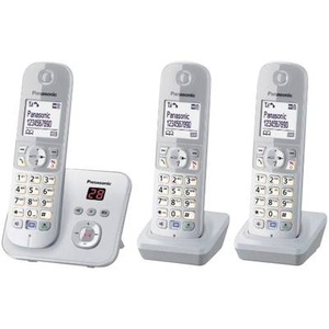 Panasonic, Panasonic KX-TG6823 Trio Schnurloses Telefon analog Anrufbeantworter Silber, Grau, Panasonic KX-TG6823 Trio DECT, GAP Schnurloses Telefon analog Anrufbeantworter Silber, Grau