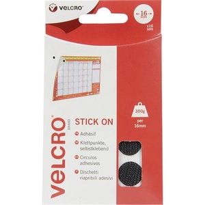 VELCRO, VELCRO® VEL-EC60228 Klettpunkte zum Aufkleben Haft- und Flauschteil (Ø) 16 mm Schwarz 16 Paar, VELCRO® Klettpunkte Selbstklebend Haken & Flausch 16mm x 16 sets Schwarz