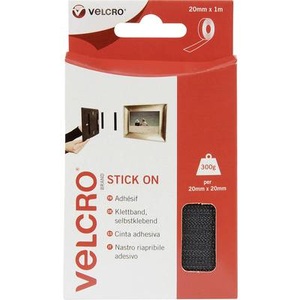 VELCRO, VELCRO® VEL-EC60211 Klettband zum Aufkleben Haft- und Flauschteil (L x B) 1000 mm x 20 mm Schwarz 1 m, VELCRO® Klettband Selbstklebend Haken & Flausch 20mm x1m Schwarz