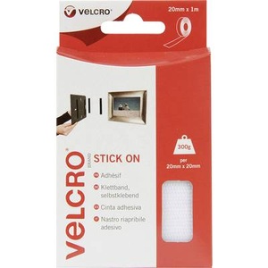 VELCRO, VELCRO® VEL-EC60210 Klettband zum Aufkleben Haft- und Flauschteil (L x B) 1000 mm x 20 mm Weiß 1 m, VELCRO® Klettband Selbstklebend Haken & Flausch 20mm x1m Weiß